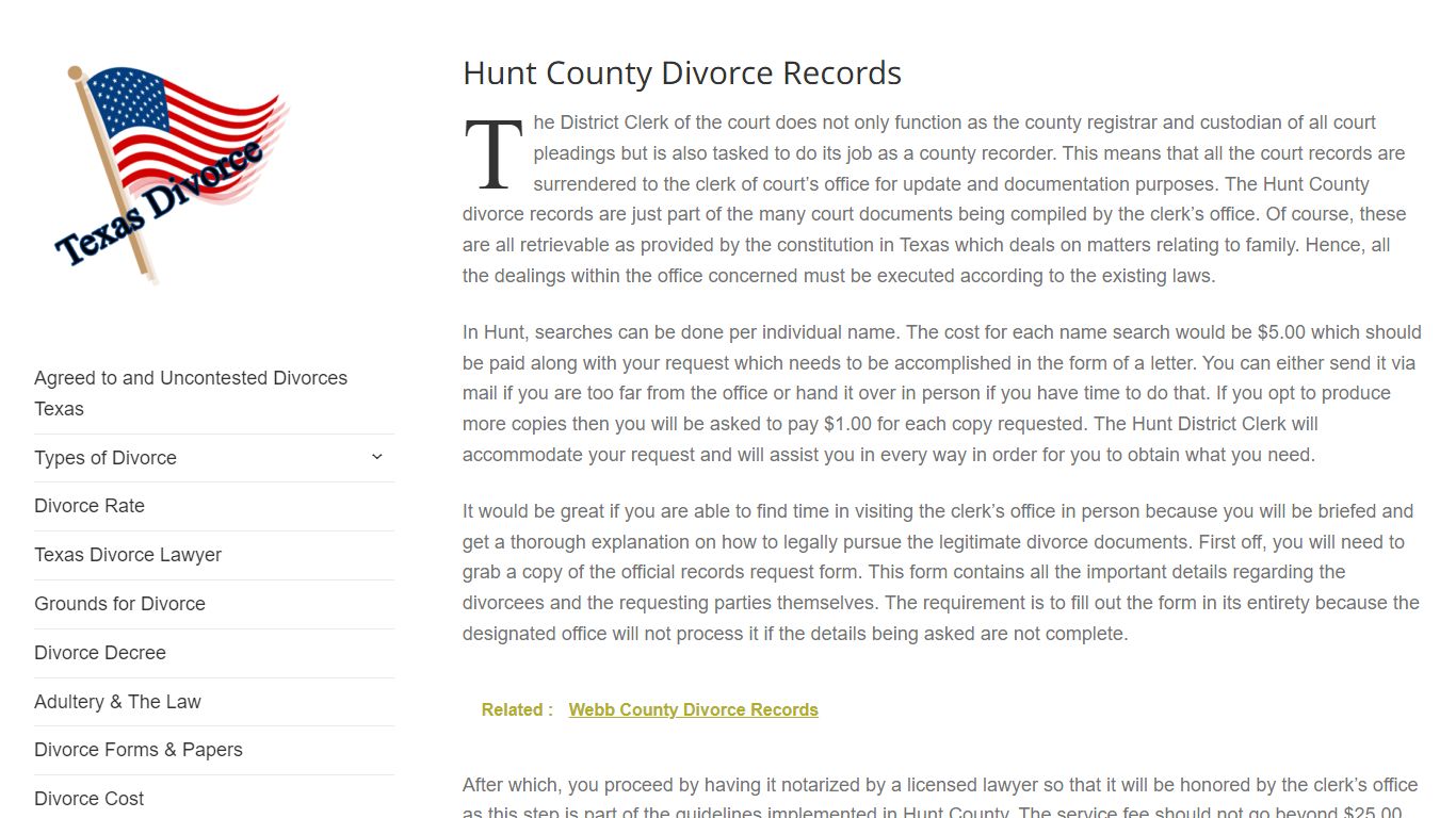 Hunt County Divorce Records – Divorce in Texas
